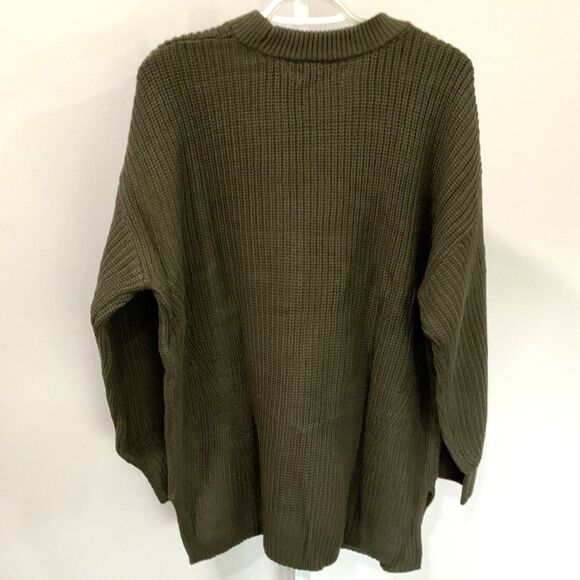 NWT! Olive Green Balloon Sleeve Crew Neck Sweater By SO (Sonoma) Size XXL - Picture 8 of 8